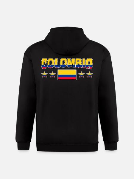 Colombia Flag Stars Graphic Tee - Gildan Heavy Blend Adult Zip Hoodie - black