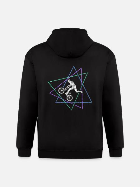 Geometric BMX Stunt Rider - Gildan Heavy Blend Adult Zip Hoodie - black