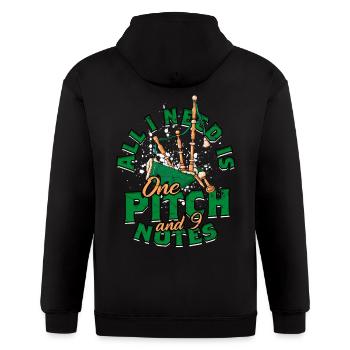 Bagpipe Bagpipes One Pitch and 9 Notes - Gildan Heavy Blend Adult Zip Hoodie - black - Back - Nick (188cm)