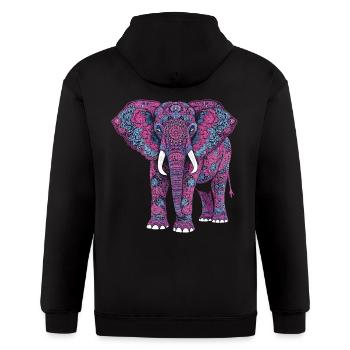 Mandala Elephant Elephant Spiritual Mandala - Gildan Heavy Blend Adult Zip Hoodie - black - Back - Nick (188cm)