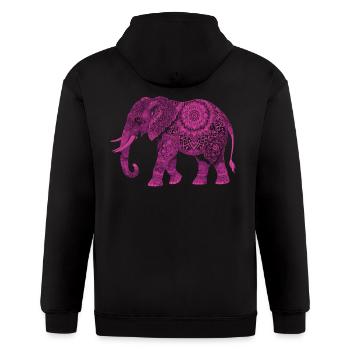 Mandala Elephant Elephant Spiritual Mandala - Gildan Heavy Blend Adult Zip Hoodie - black - Back - Nick (188cm)