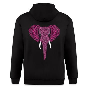 Mandala Elephant Elephant Spiritual Mandala - Gildan Heavy Blend Adult Zip Hoodie - black - Back - Nick (188cm)