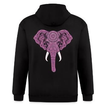 Mandala Elephant Elephant Spiritual Mandala - Gildan Heavy Blend Adult Zip Hoodie - black - Back - Nick (188cm)