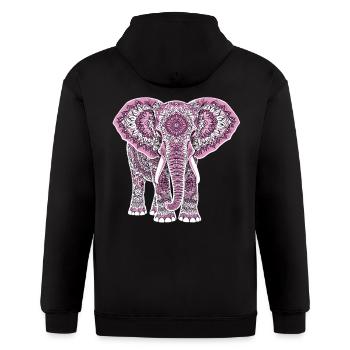 Mandala Elephant Elephant Spiritual Mandala - Gildan Heavy Blend Adult Zip Hoodie - black - Back - Nick (188cm)