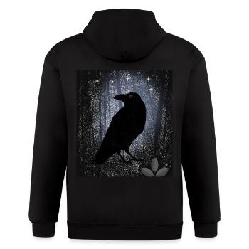 Gothic style raven moonlight fire - Gildan Heavy Blend Adult Zip Hoodie - black - Back - Nick (188cm)