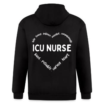 Cardiac ICU Nurse Pediatric ICU Nurse Neuro - Gildan Heavy Blend Adult Zip Hoodie - black - Back - Nick (188cm)