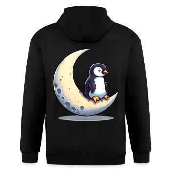 Penguin on crescent moon - moonlight dreams - Gildan Heavy Blend Adult Zip Hoodie - black - Back - Nick (188cm)