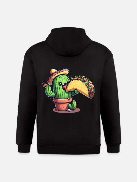 Mexican taco cactus - Gildan Heavy Blend Adult Zip Hoodie - black