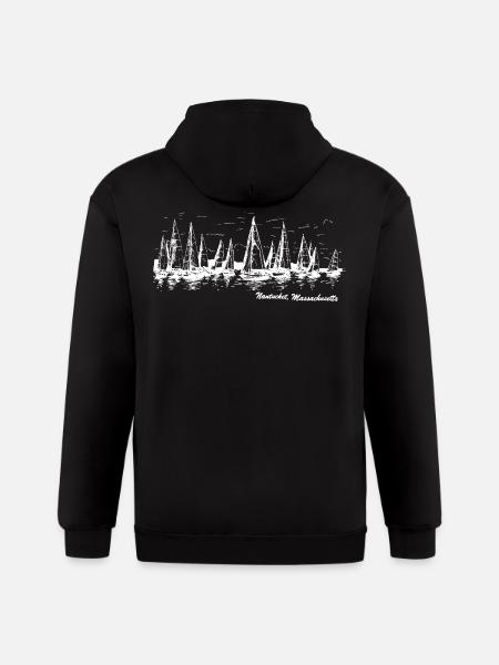 Nantucket, Massachusetts - Gildan Heavy Blend Adult Zip Hoodie - black