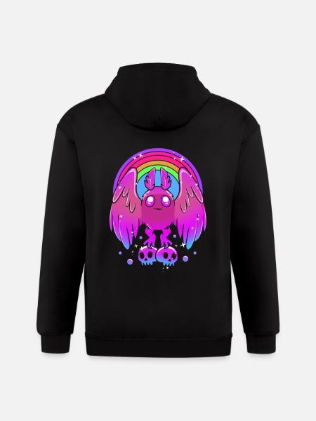 Pastel Gothic Rainbow Mothman - Gildan Heavy Blend Adult Zip Hoodie - black