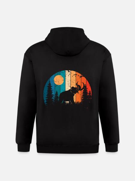 Retro Prehistoric Animal Mammoth - Gildan Heavy Blend Adult Zip Hoodie - black