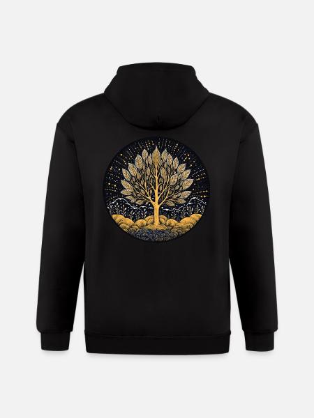 Silver Leaf Tree - Gildan Heavy Blend Adult Zip Hoodie - black