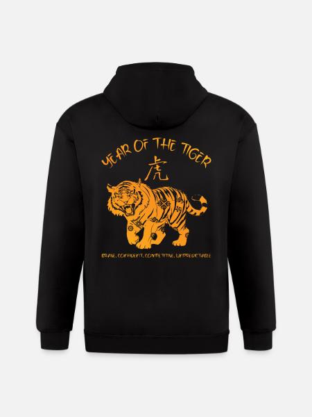 Chinese New Year Of Tiger Chinese Zodiac - Gildan Heavy Blend Adult Zip Hoodie - black