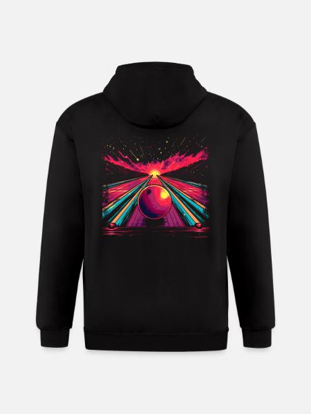 Retro Bowling Alley - Gildan Heavy Blend Adult Zip Hoodie - black