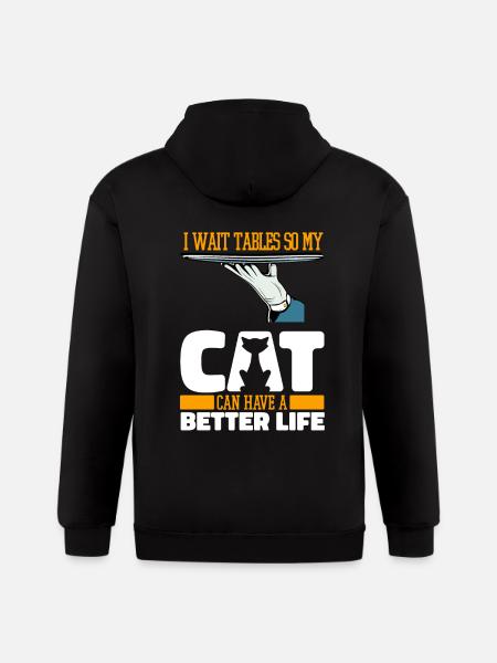 Waiter Waitress Cat - Gildan Heavy Blend Adult Zip Hoodie - black