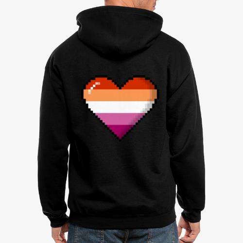 Lesbian Pride 8Bit Pixel Heart - Men's Zip Hoodie