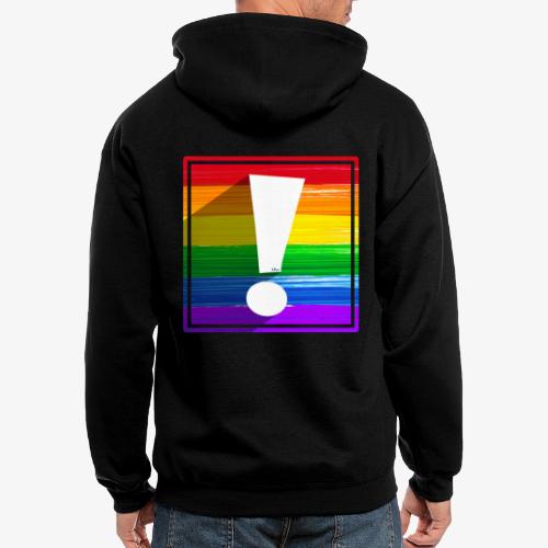 LGBTQ Pride Flag Exclamation Point Shadow - Men's Zip Hoodie