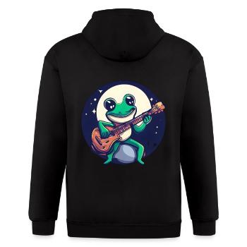 Moonlight frog with guitar - Gildan Heavy Blend Adult Zip Hoodie - black - Back - Nick (188cm)
