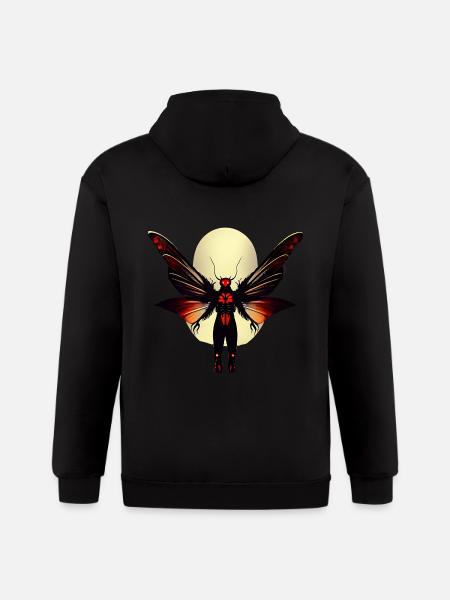 Red-eyed Mothman - Gildan Heavy Blend Adult Zip Hoodie - black