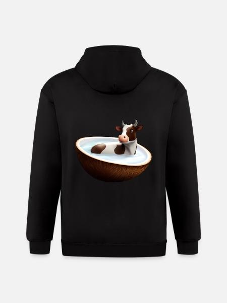 Cow in coconut - Gildan Heavy Blend Adult Zip Hoodie - black