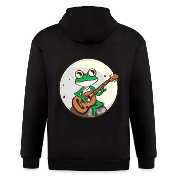 Moonlight frog with guitar - Gildan Heavy Blend Adult Zip Hoodie - black - Back - Nick (188cm)