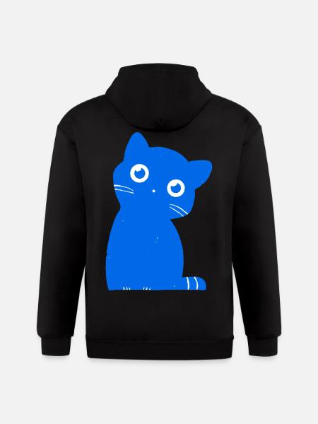 Azure Blue Cat Silhouette - Gildan Heavy Blend Adult Zip Hoodie - black