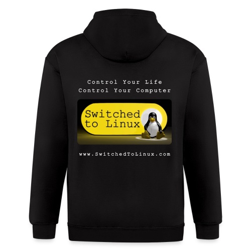 Switched To Linux Logo and White Text - Men's Zip Hoodie