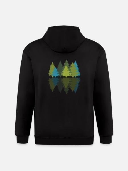 Forest Pine Trees - Gildan Heavy Blend Adult Zip Hoodie - black