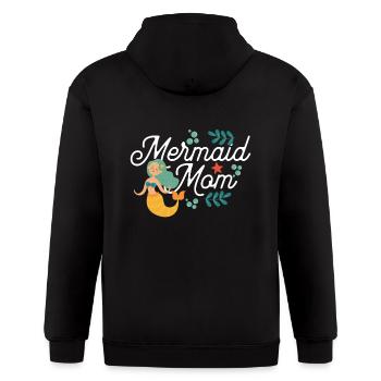 Mermaid Mom | Mermom Mother Mommy Party Birthday - Gildan Heavy Blend Adult Zip Hoodie - black - Back - Nick (188cm)