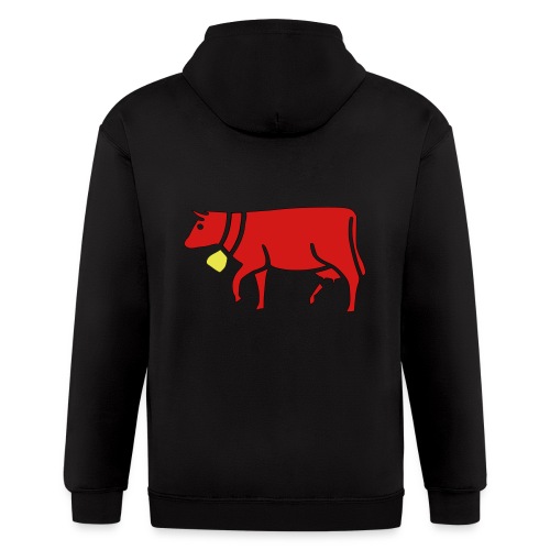 red cow with cowbell - Men's Zip Hoodie