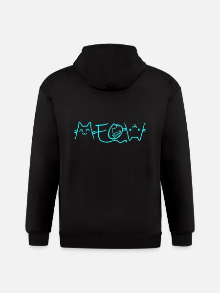 Meow Cat Face - Gildan Heavy Blend Adult Zip Hoodie - black