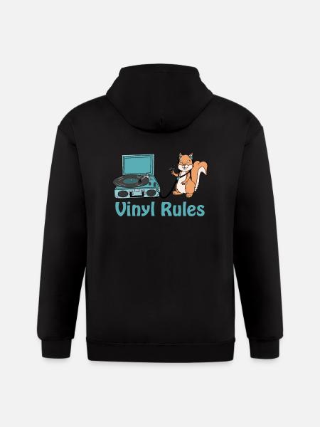 vinyl rules sky blue - Gildan Heavy Blend Adult Zip Hoodie - black