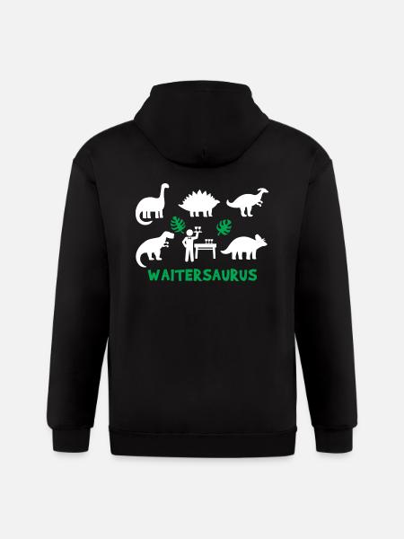 Waiter Saurus Dinosaur - Gildan Heavy Blend Adult Zip Hoodie - black