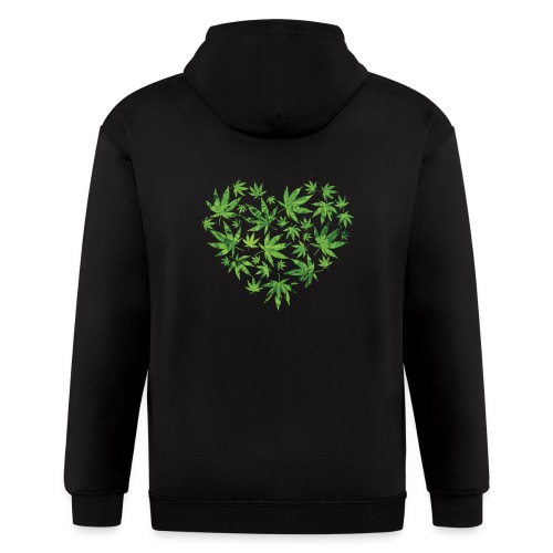Weed Leaf Heart - Men's Zip Hoodie