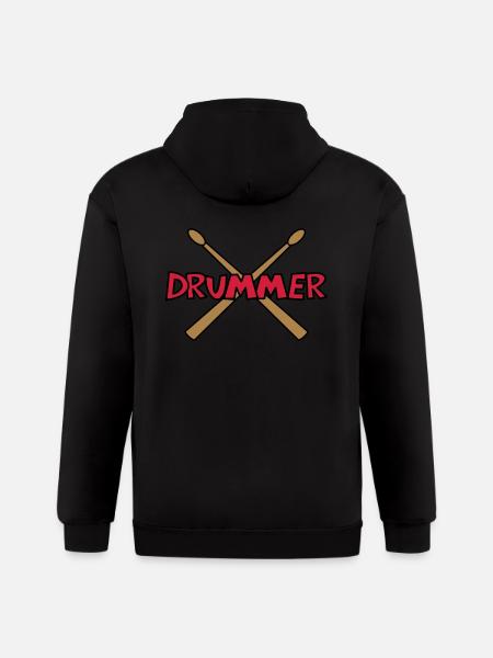 Drummer Crossed Drumsticks - Gildan Heavy Blend Adult Zip Hoodie - black