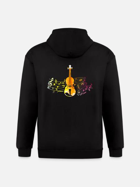 Music Notes Violin - Gildan Heavy Blend Adult Zip Hoodie - black
