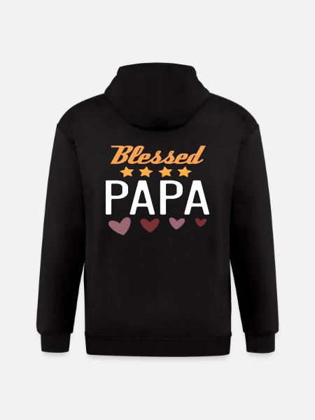Blessed Papa - Gildan Heavy Blend Adult Zip Hoodie - black