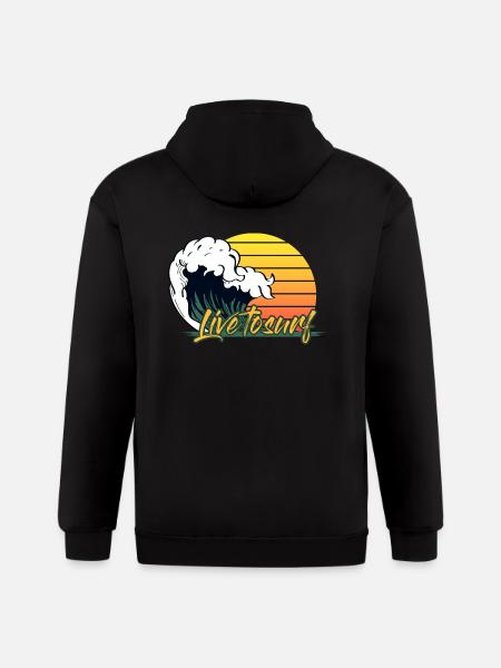 Live To Surf - Gildan Heavy Blend Adult Zip Hoodie - black