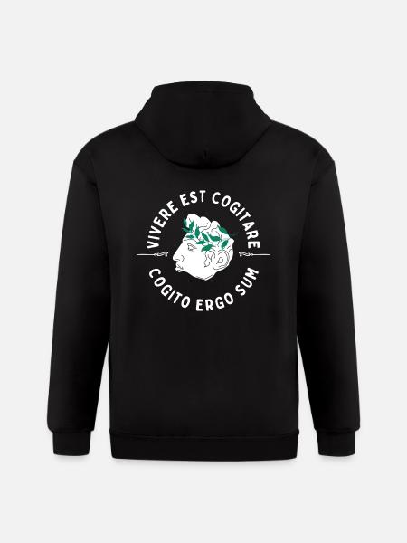 Cogito Ergo Sum Latin Quote - Gildan Heavy Blend Adult Zip Hoodie - black
