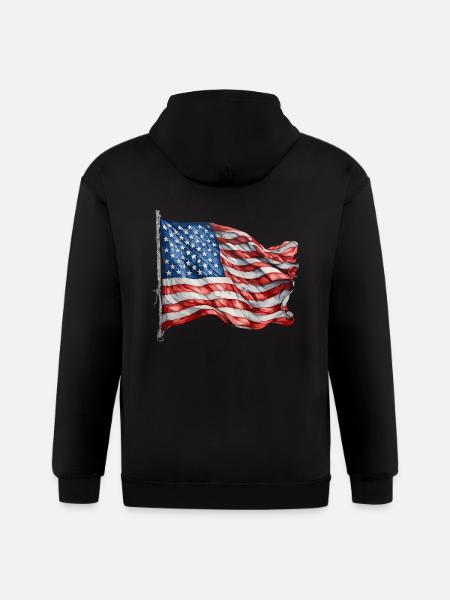 America flag - Gildan Heavy Blend Adult Zip Hoodie - black