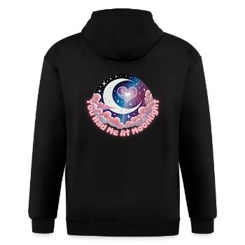 You Had Me At Moonlight - Cute Valentine - Gildan Heavy Blend Adult Zip Hoodie - black - Back - Nick (188cm)
