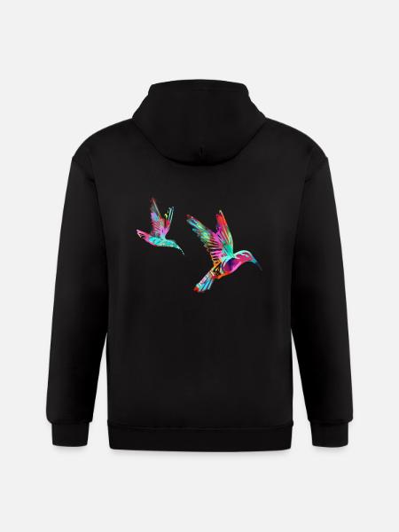bird, painting,Birds, hummingbird, watercolour - Gildan Heavy Blend Adult Zip Hoodie - black