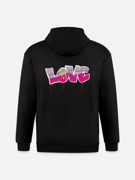 Love basic bubble - Gildan Heavy Blend Adult Zip Hoodie - black