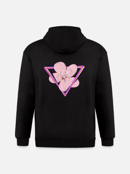 Vaporwave Cherry Blossoms - Gildan Heavy Blend Adult Zip Hoodie - black