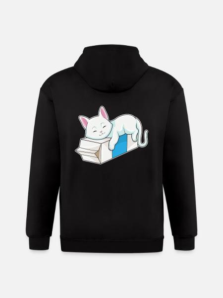 Cat With Milk - Gildan Heavy Blend Adult Zip Hoodie - black