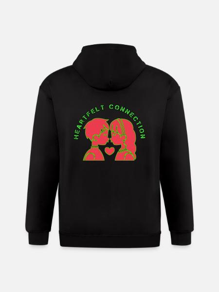 Heartfelt connection logo - Gildan Heavy Blend Adult Zip Hoodie - black