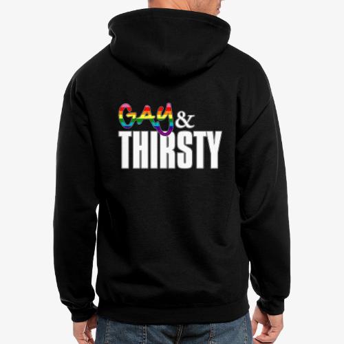 Gay and Thirsty LGBTQ Pride Flag - Men's Zip Hoodie