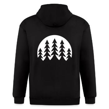 Night Landscape: Black Pine Trees in Moonlight - Gildan Heavy Blend Adult Zip Hoodie - black - Back - Nick (188cm)