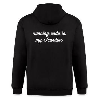 Running code is my - Gildan Heavy Blend Adult Zip Hoodie - black - Back - Nick (188cm)