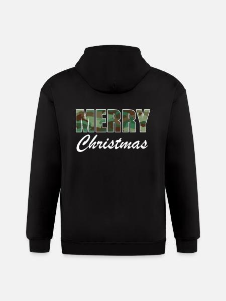 Camo Merry Christmas - Gildan Heavy Blend Adult Zip Hoodie - black